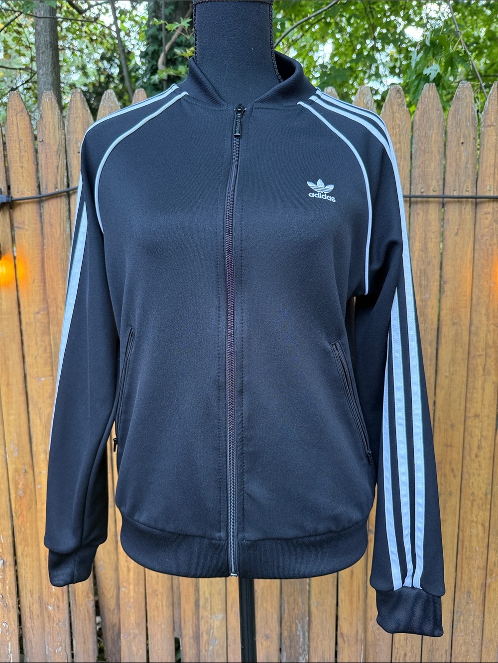 Adidas Black Track Jacket with White Stripes